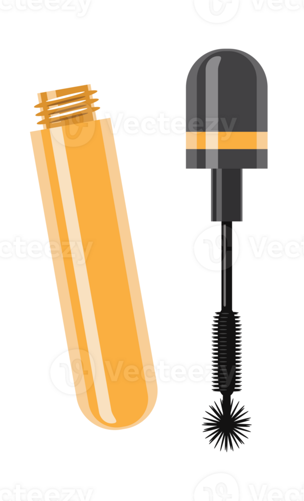 Illustration of yellow Mascara Tube and Wand png
