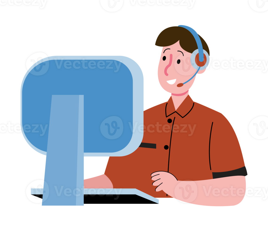 Man Working at Call Center png