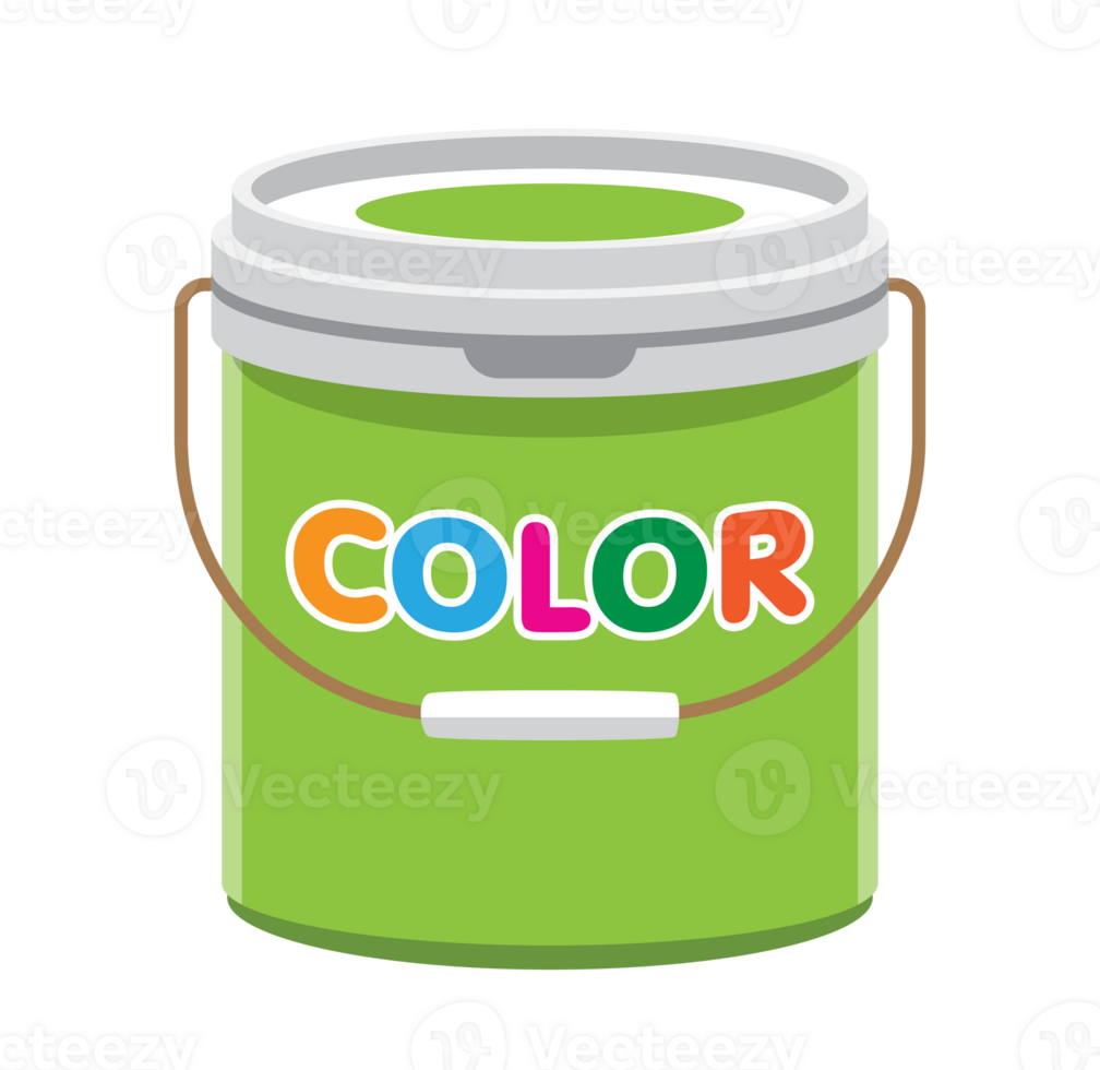Illustration of a Bucket of Green Paint png
