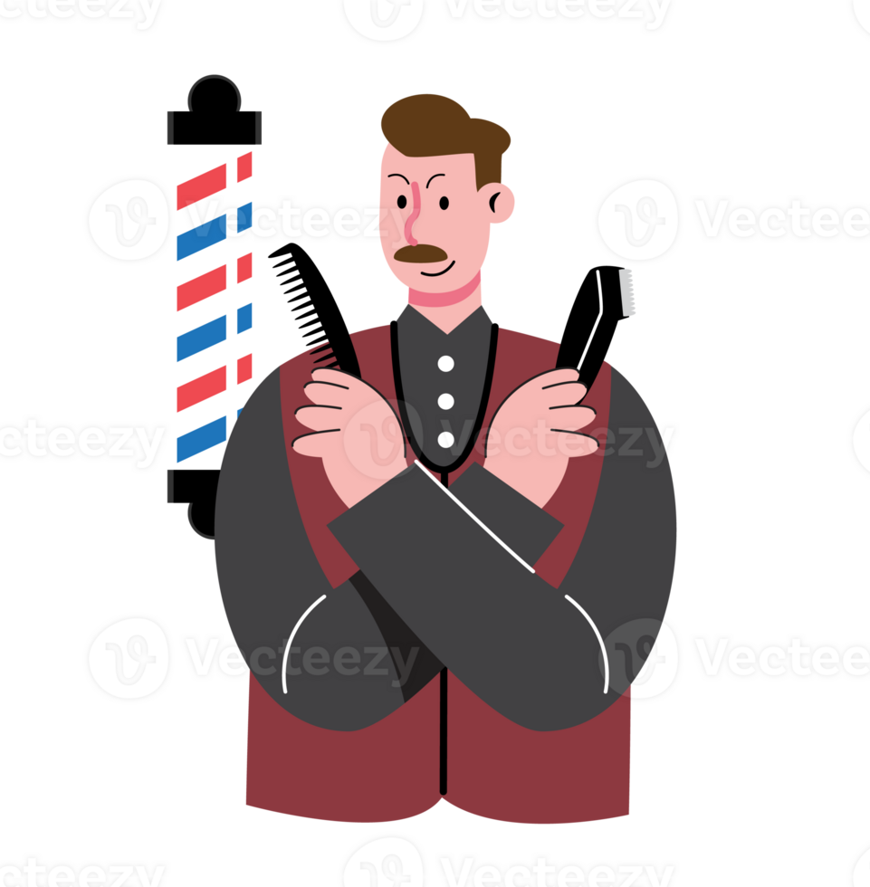 Barber with Pole and Tools png