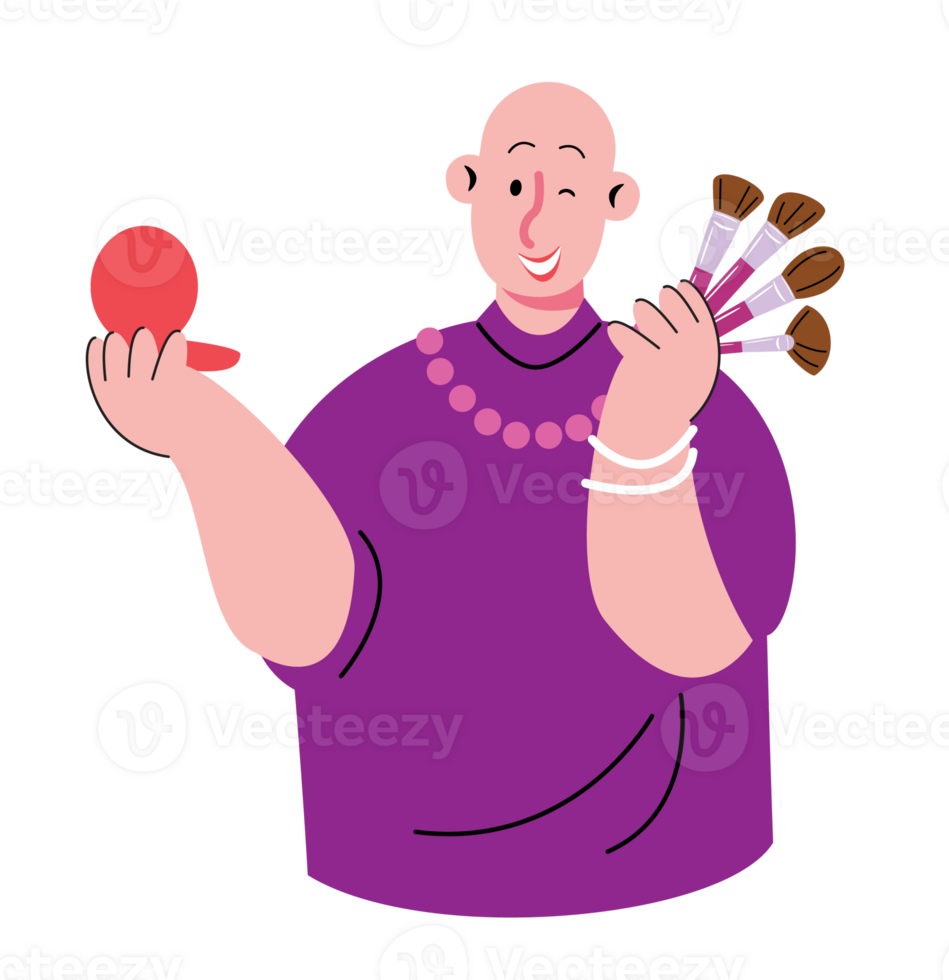 Make-up Artist with Brushes and Mirror png