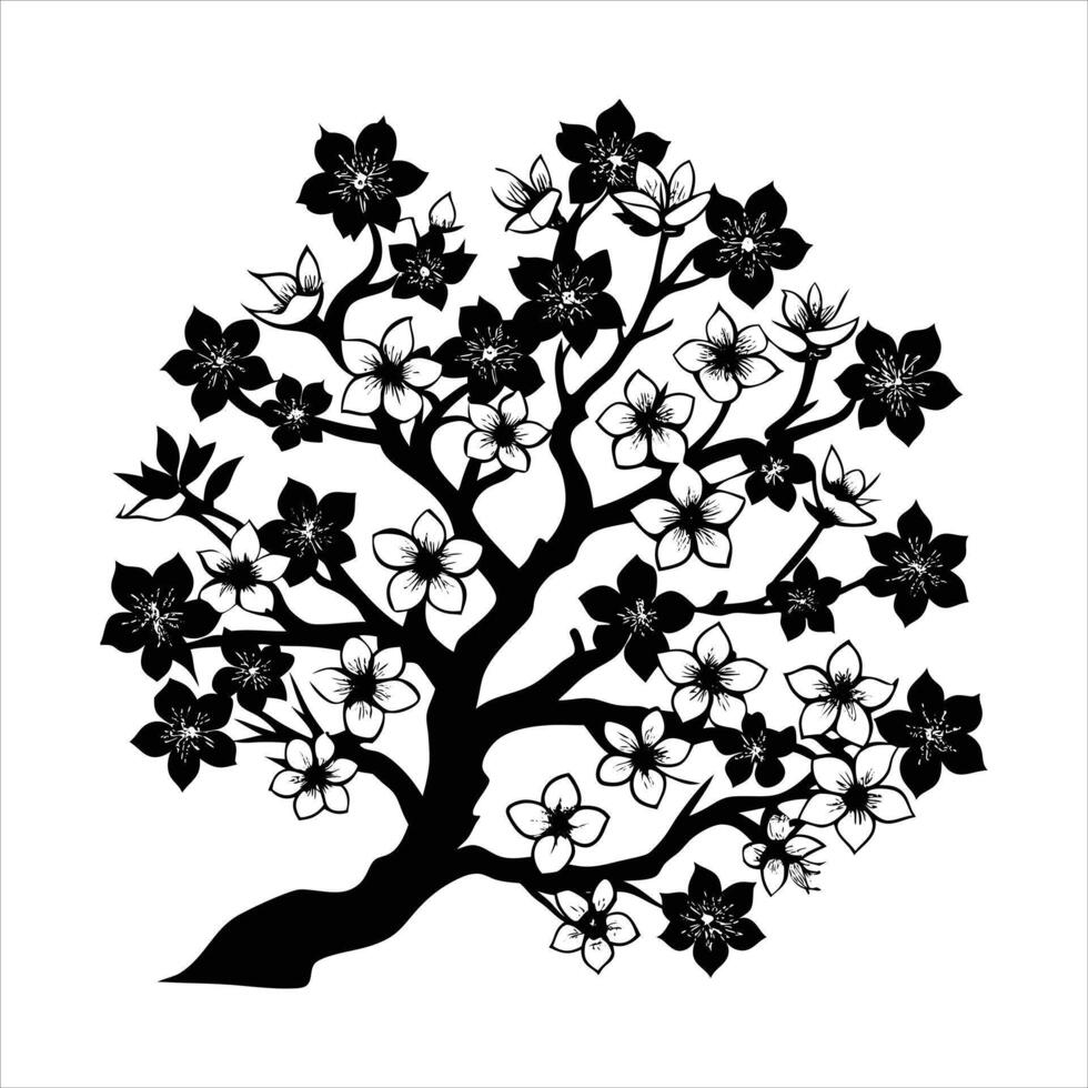 cherry blossom silhouette vector