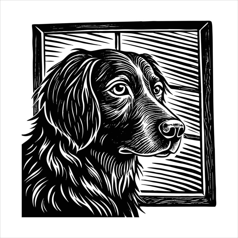 Dog Looking Out Window vector