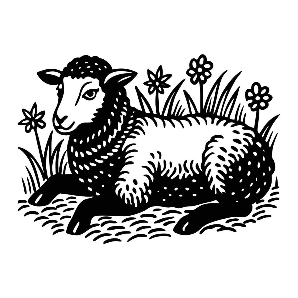 Sheep Laying Down vector