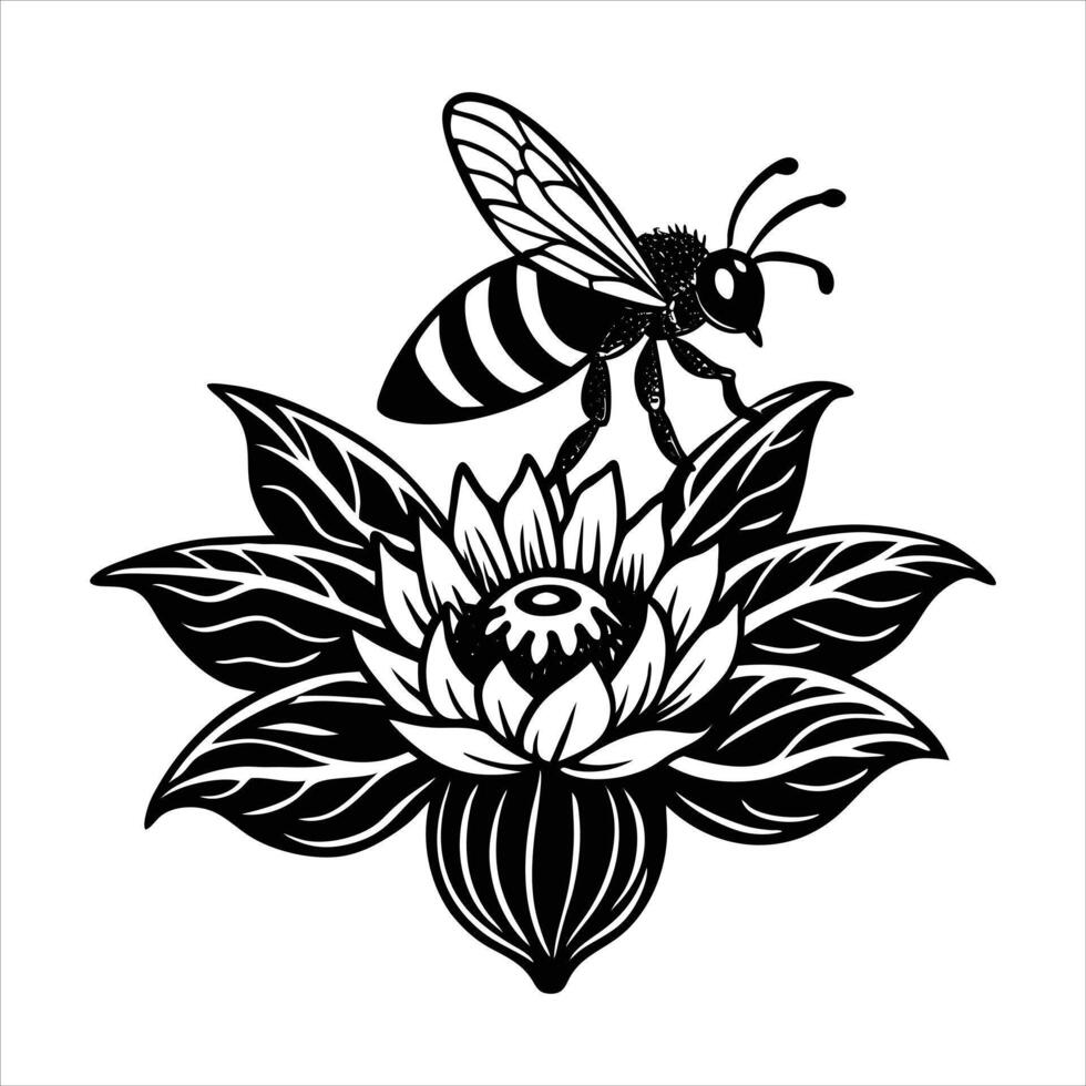 Bee On Flower vector