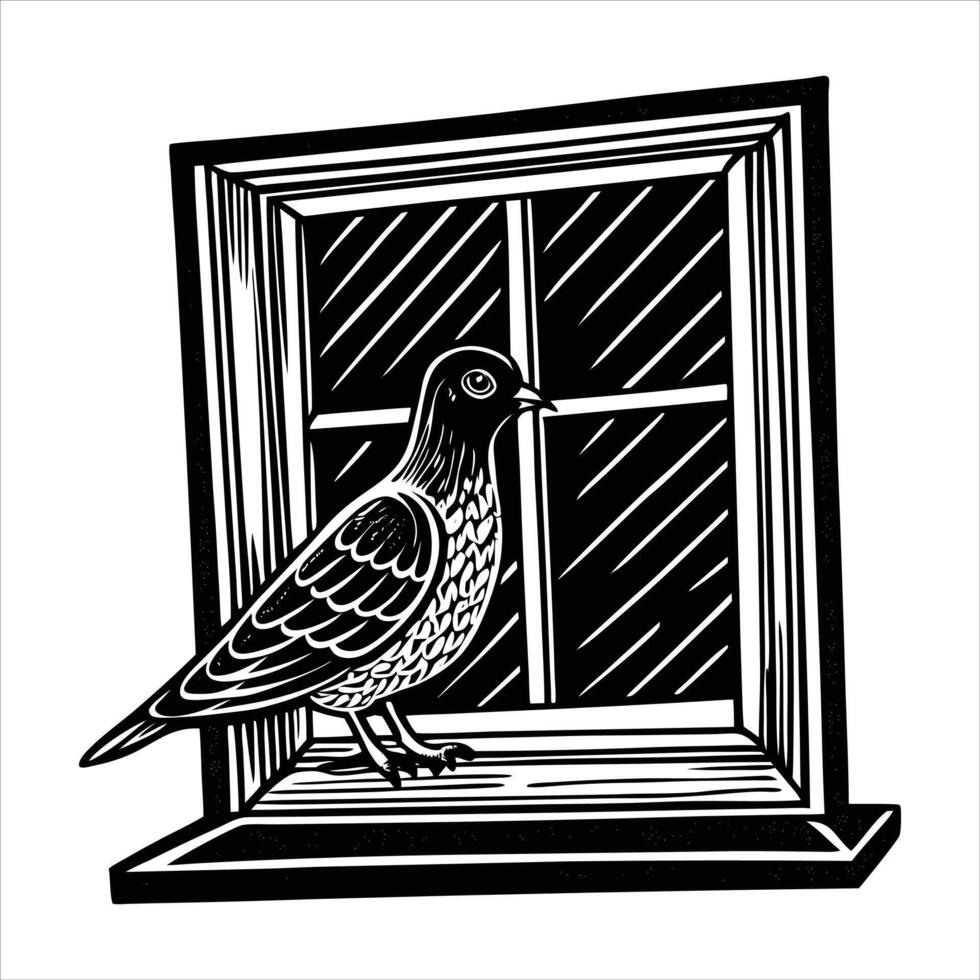 A grey pigeon resting vector