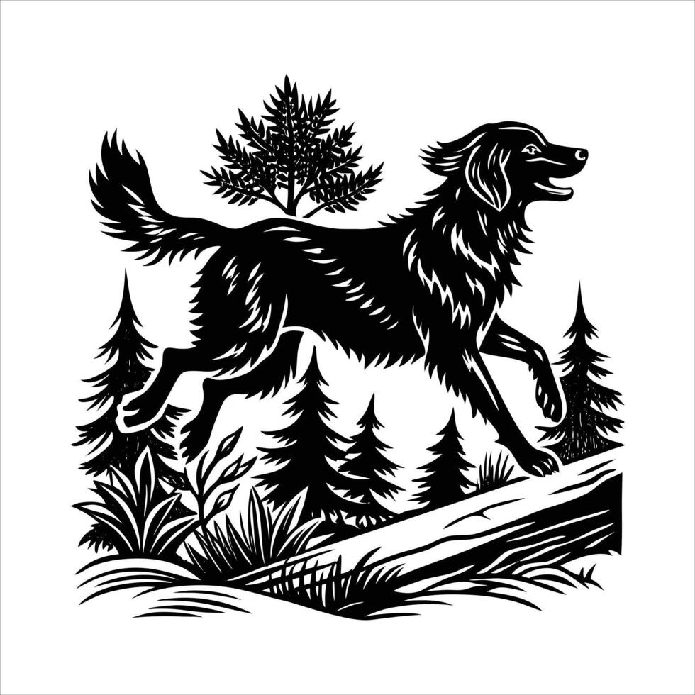 Dog Jumping On Fire vector