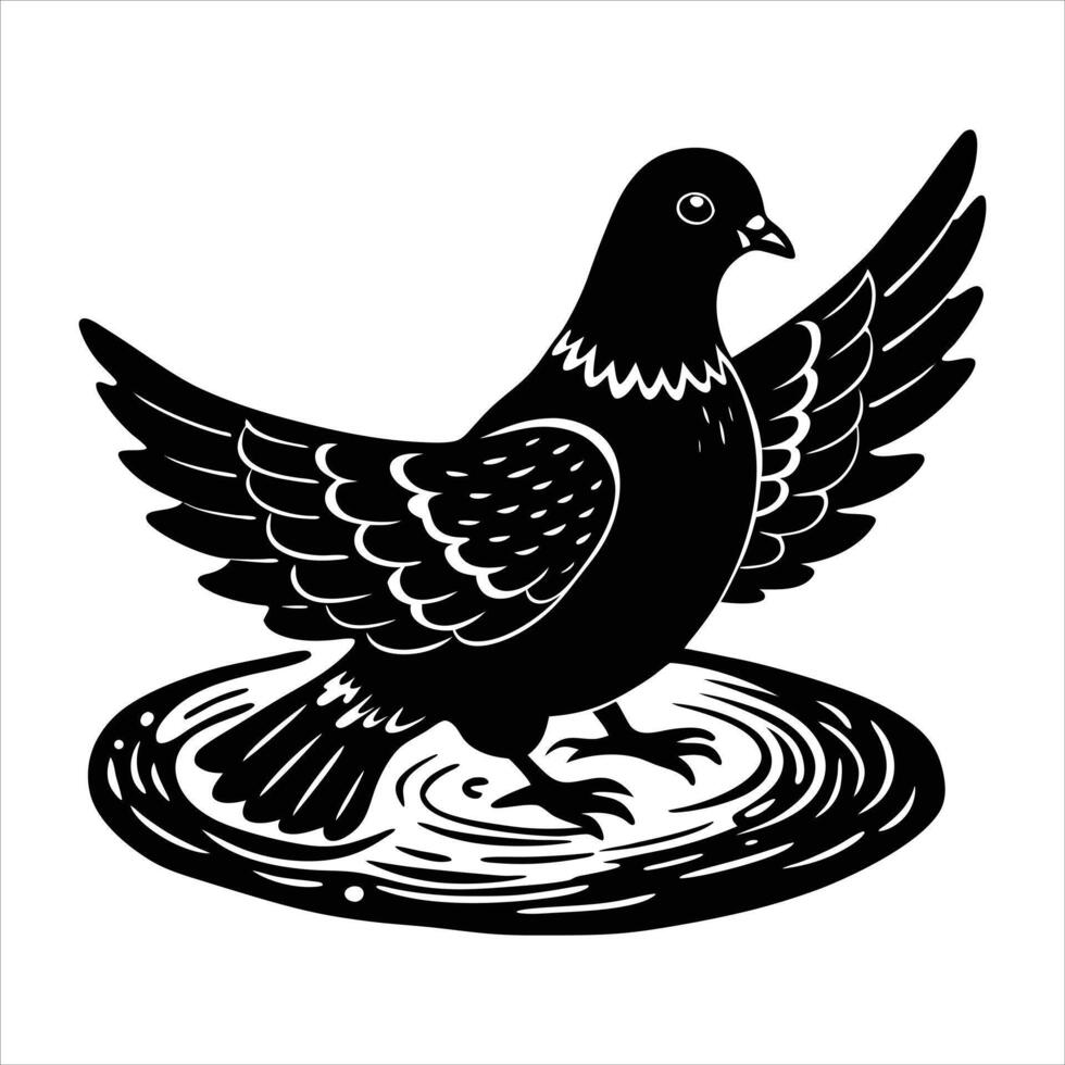 Pigeons bathe in a city vector