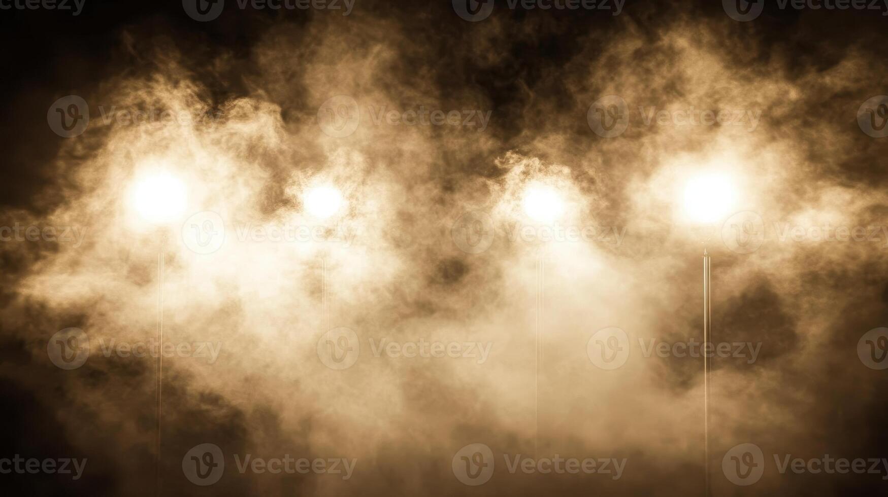 Ethereal Illumination Lights Breaking Through Fog or Smoke Sepia Tones Create a Mystical Ambiance photo