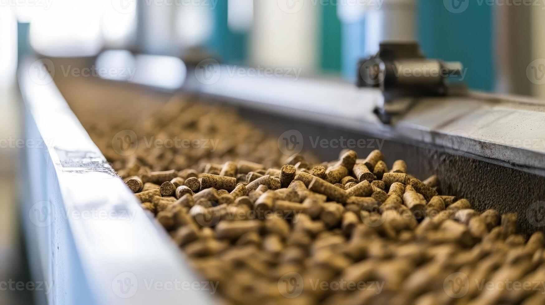 Pellet Production A Conveyor Belt of Biomass Fuel Processing in Action photo