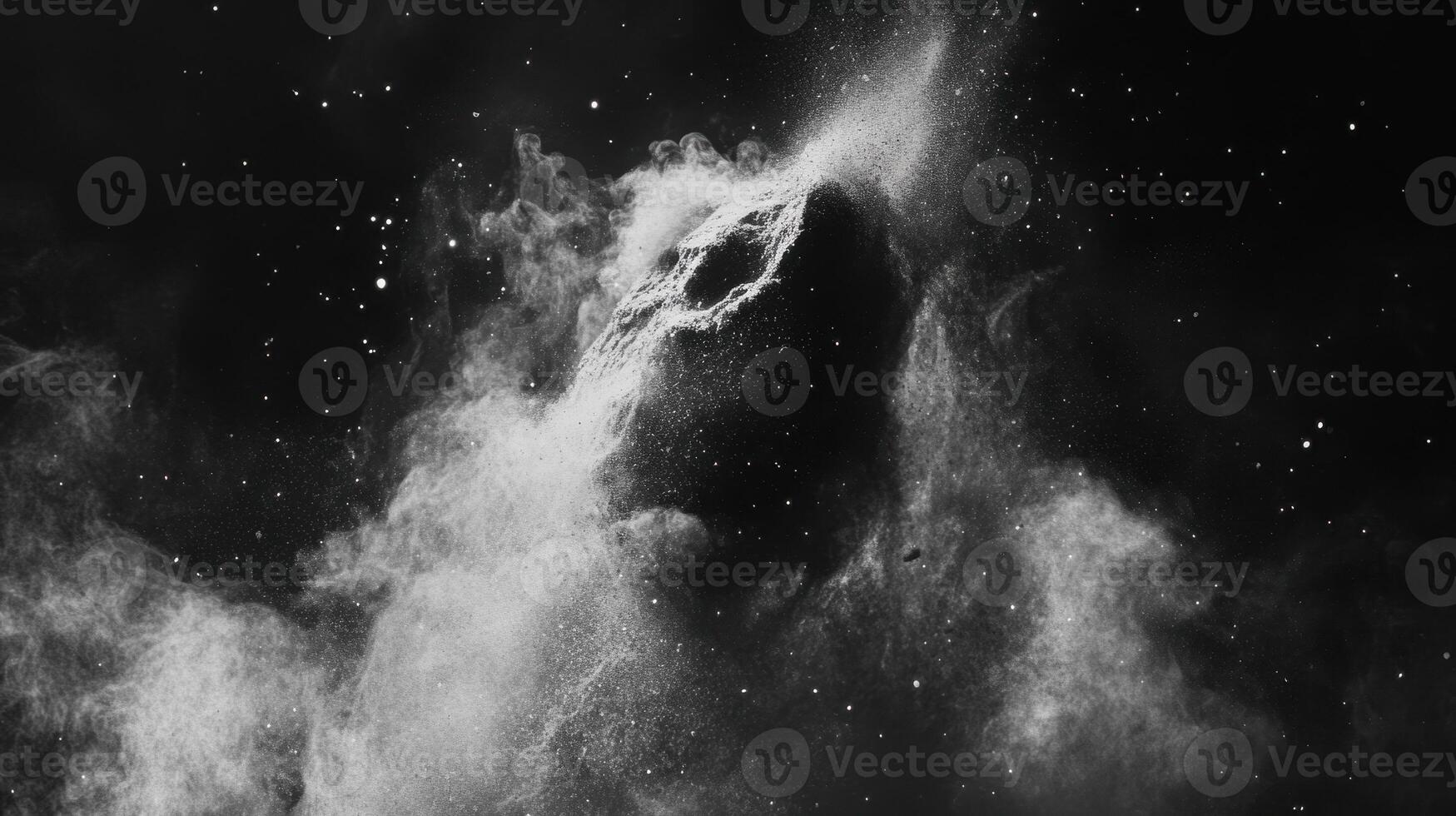Cosmic Dust An ethereal abstract of space and matter in monochrome a nebula formation captured in detail photo