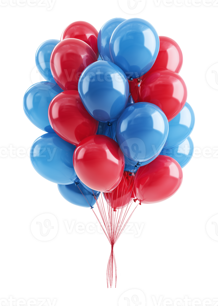 Red and Blue Balloons for United States Independence Day 4th of July Isolated on Transparent Background png