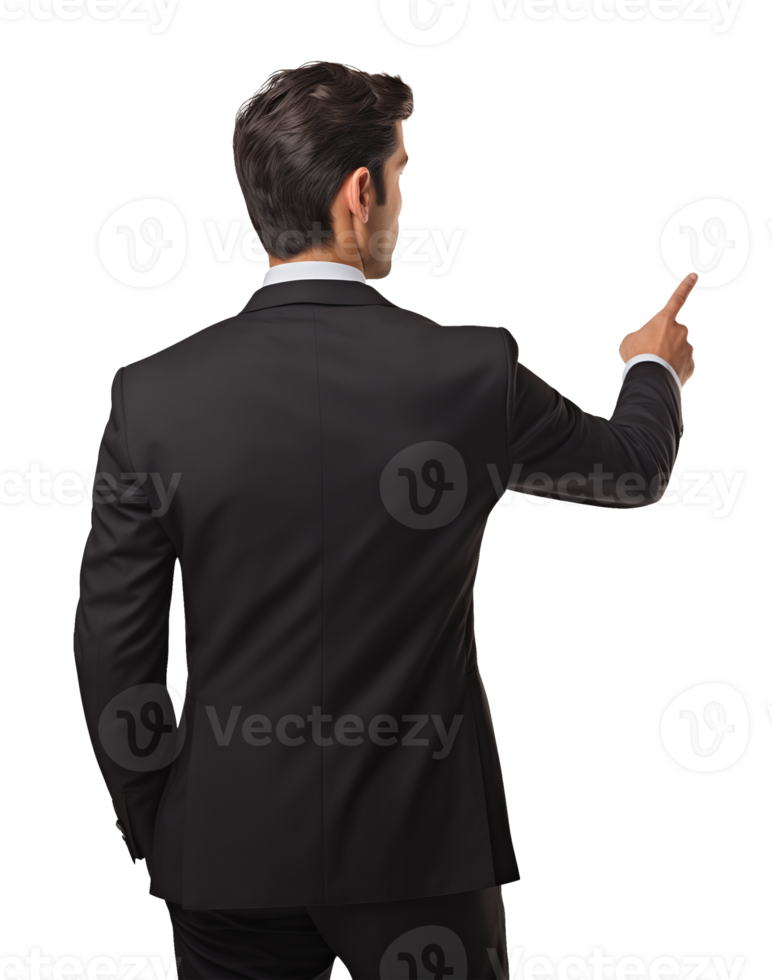 Businessman Pointing Back View Isolated on Transparent Background png