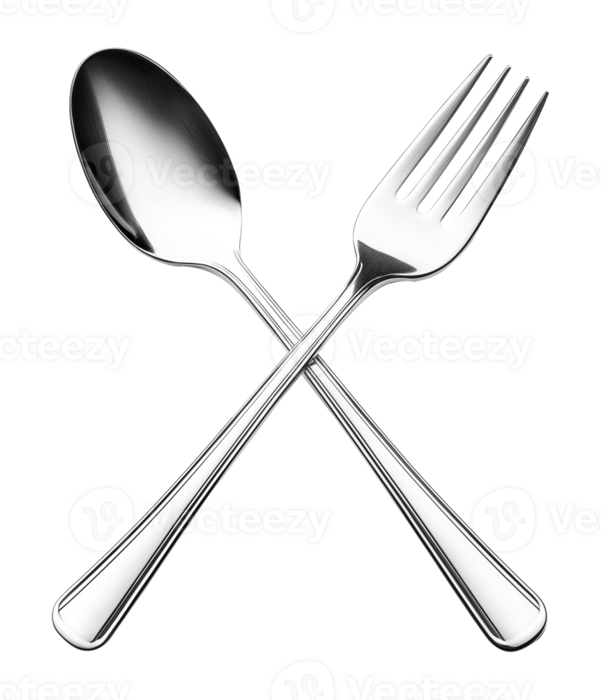 Crossed Spoon and Fork Isolated on Transparent Background png