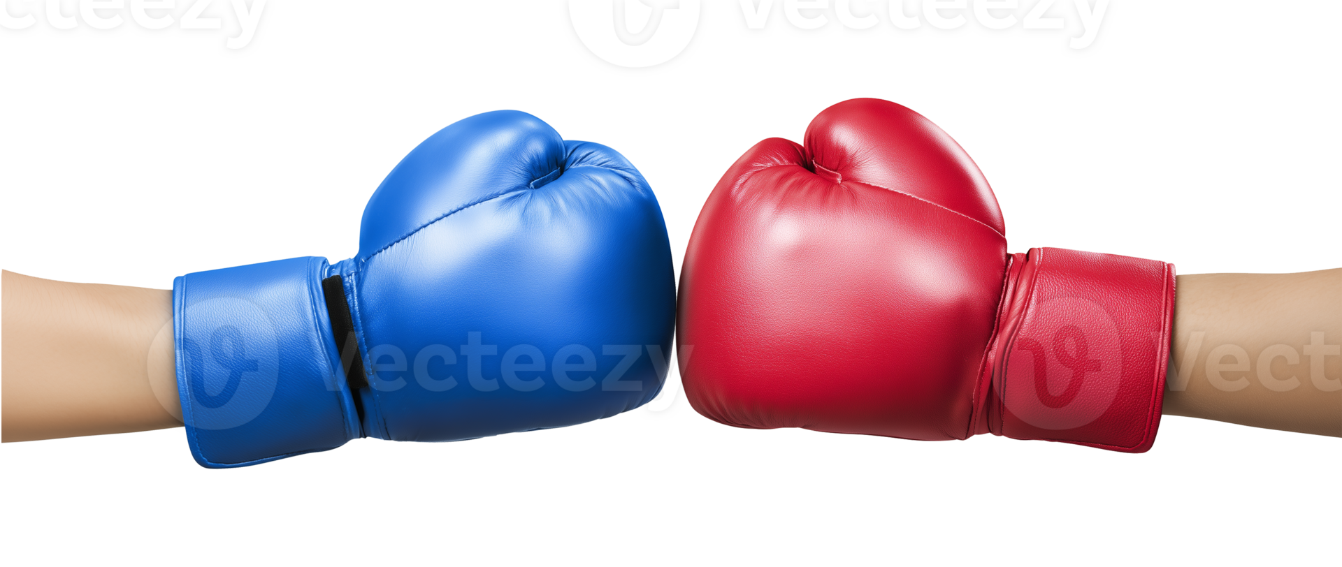 Red and Blue Boxing Gloves Clashing or Bumping Isolated on Transparent Background png
