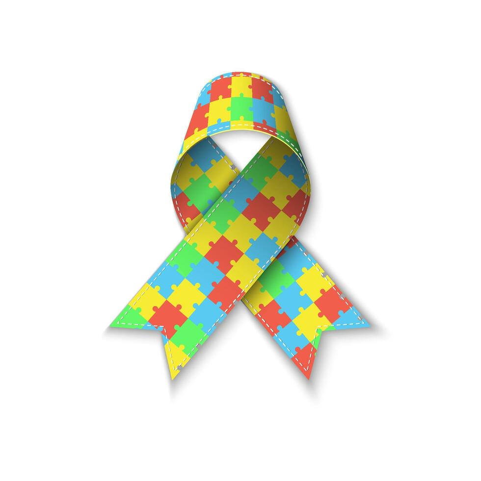 Color puzzle ribbon as symbol autism vector