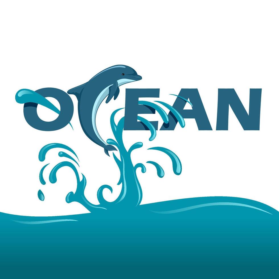 World Oceans Day June 8 with dolphin jumping vector