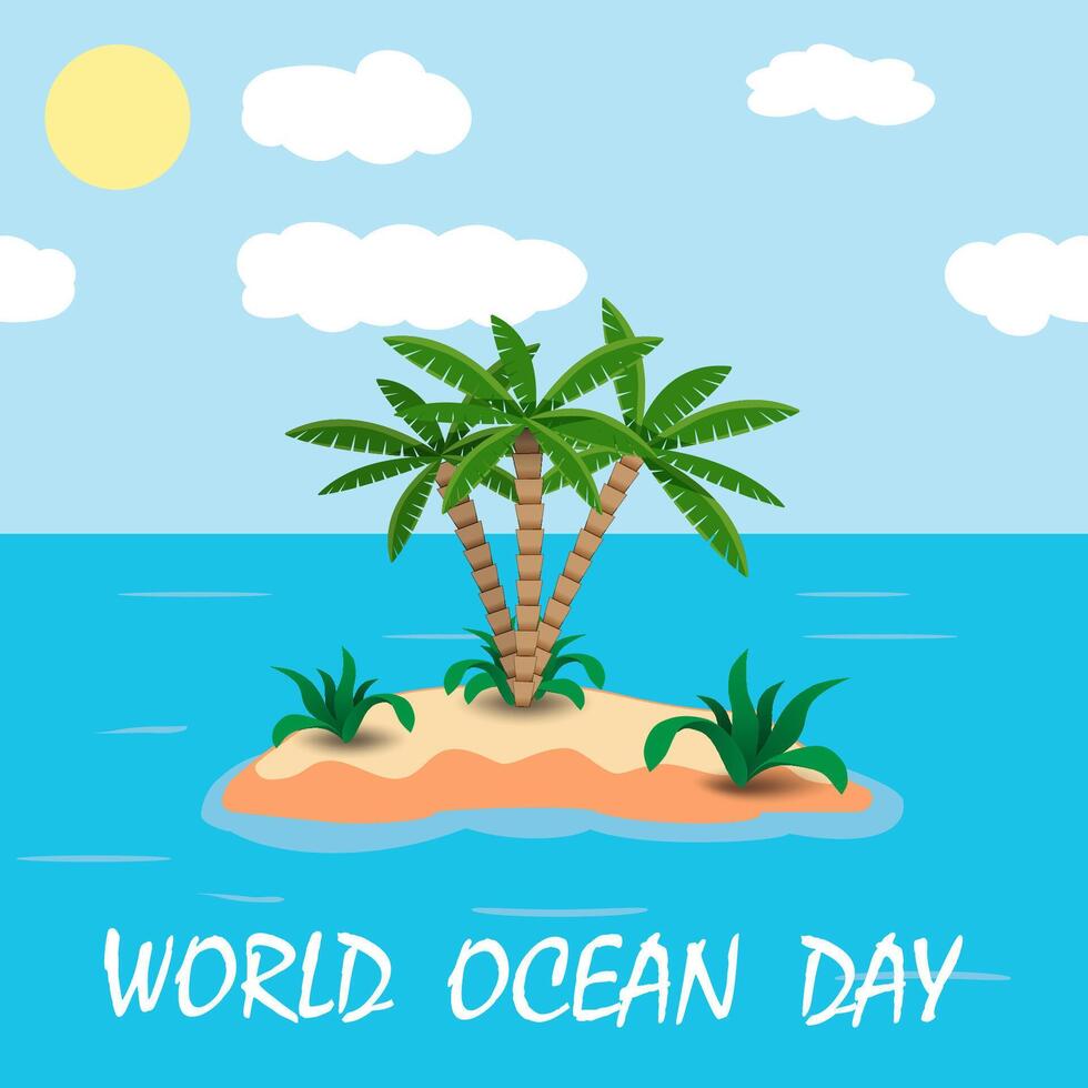tropical island with palms and ocean vector