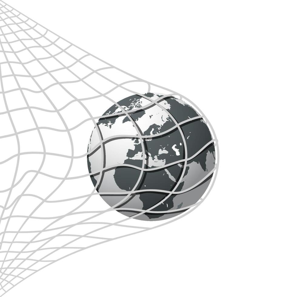 world ball hitting on net. vector