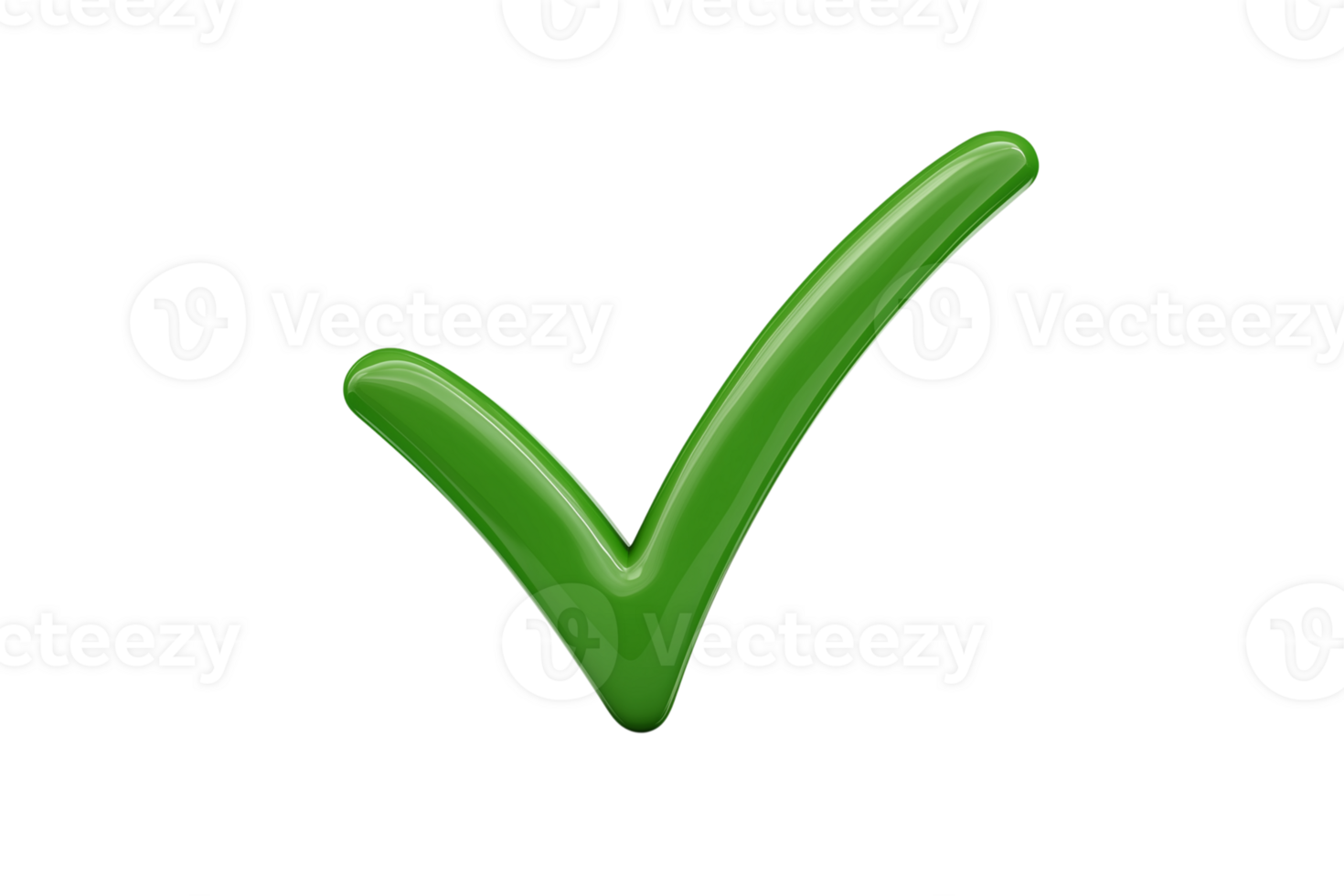 Modern green tick icon with smooth lines and a 3D depth visual Isolated on transparent Background png