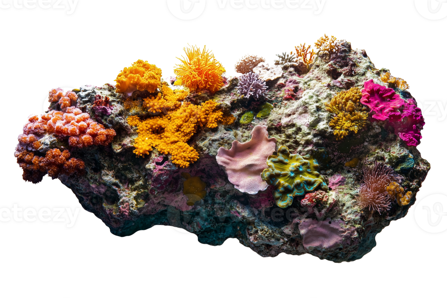 Ultra High Resolution Coral Reef Fragment with Soft Lighting Isolated on Transparent Background png