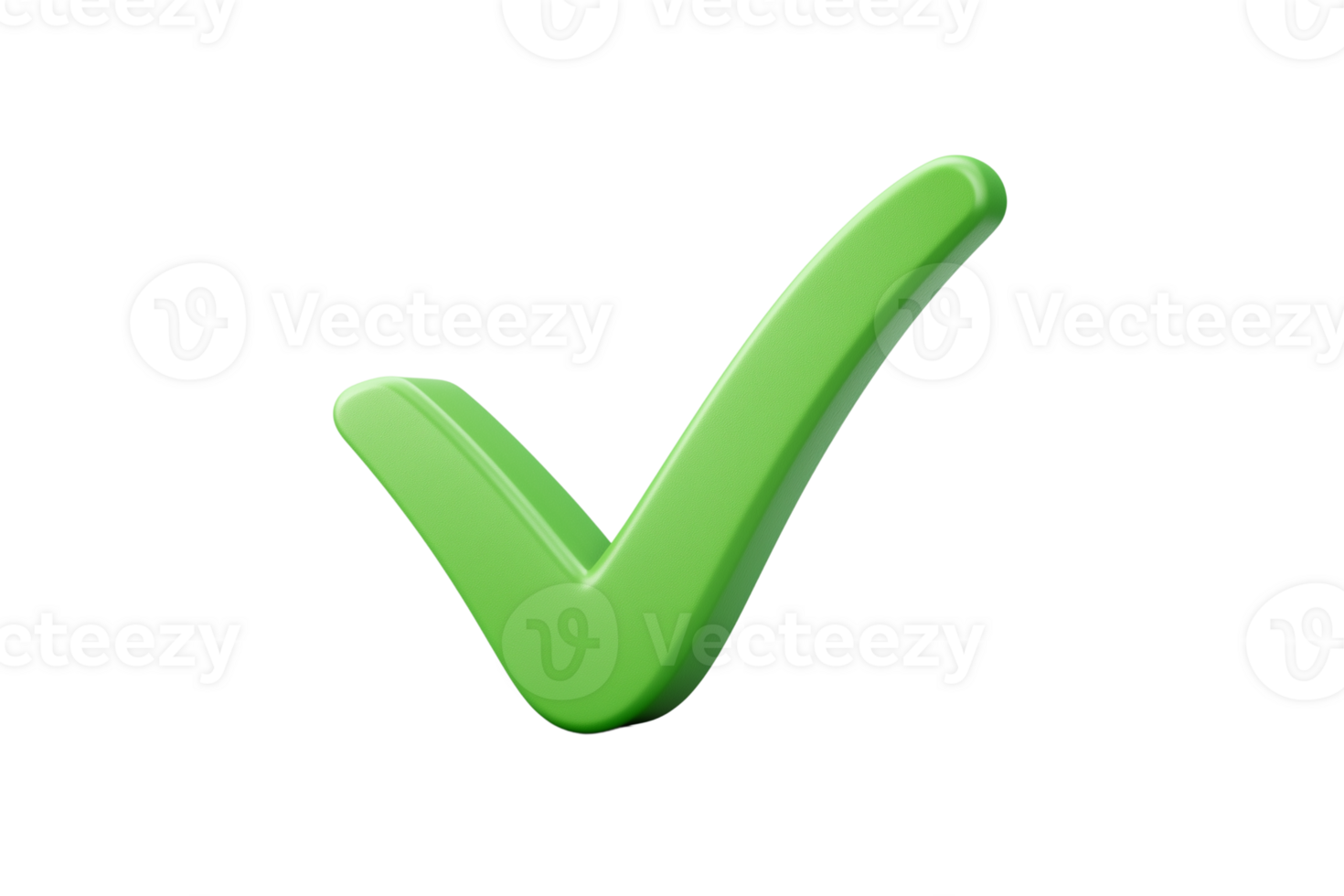 Clean and modern check mark symbol in green with curved design Isolated on transparent Background png