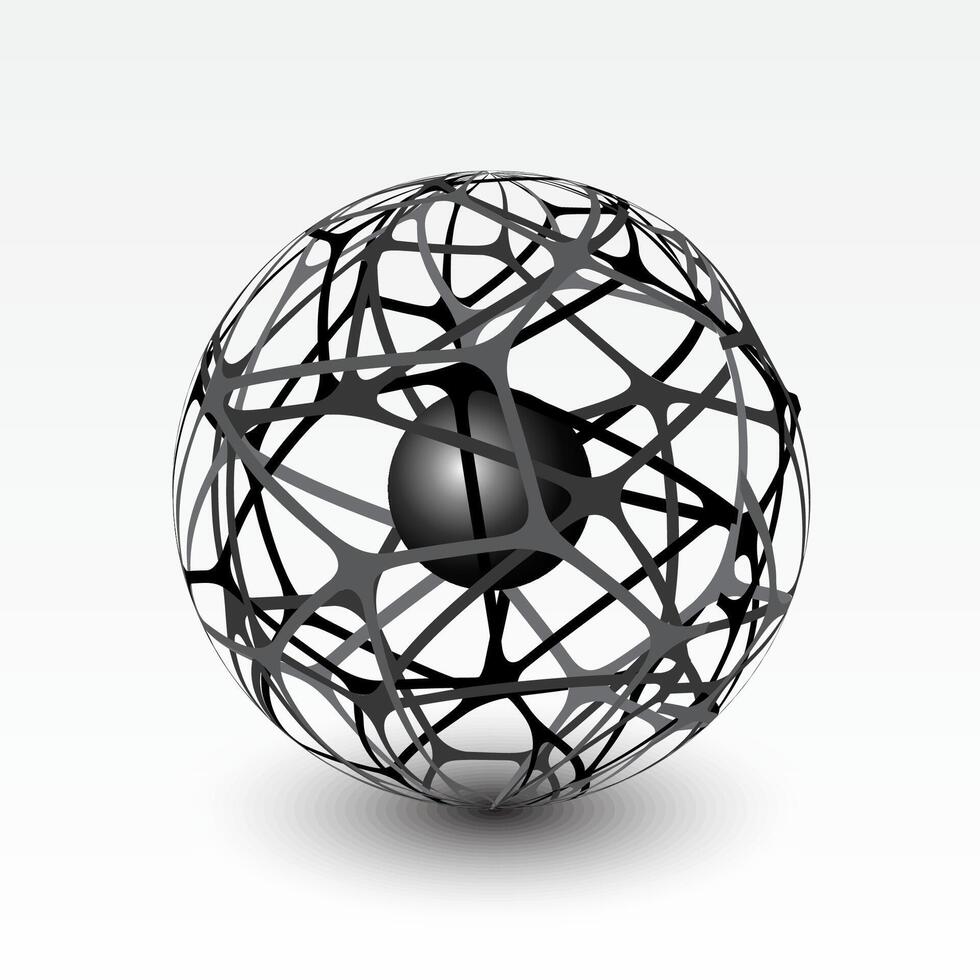 3d abstract dark color circle with ball center vector