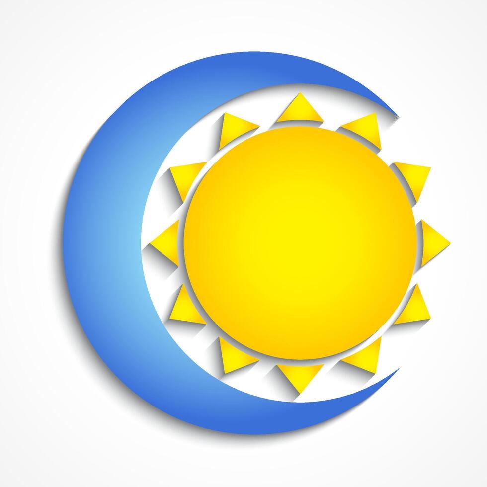 sun and moon 3d color symbol vector
