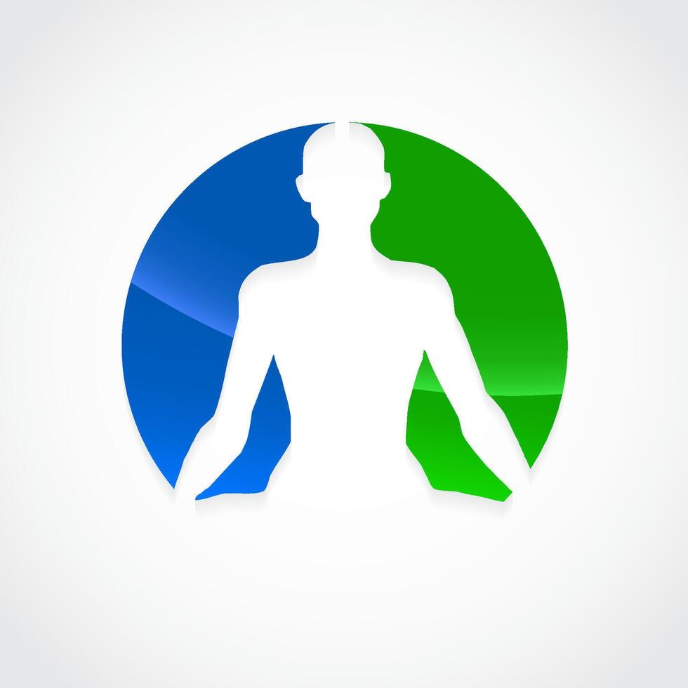 green blue elegant health harmony silhouette sitting yoga pose logo vector