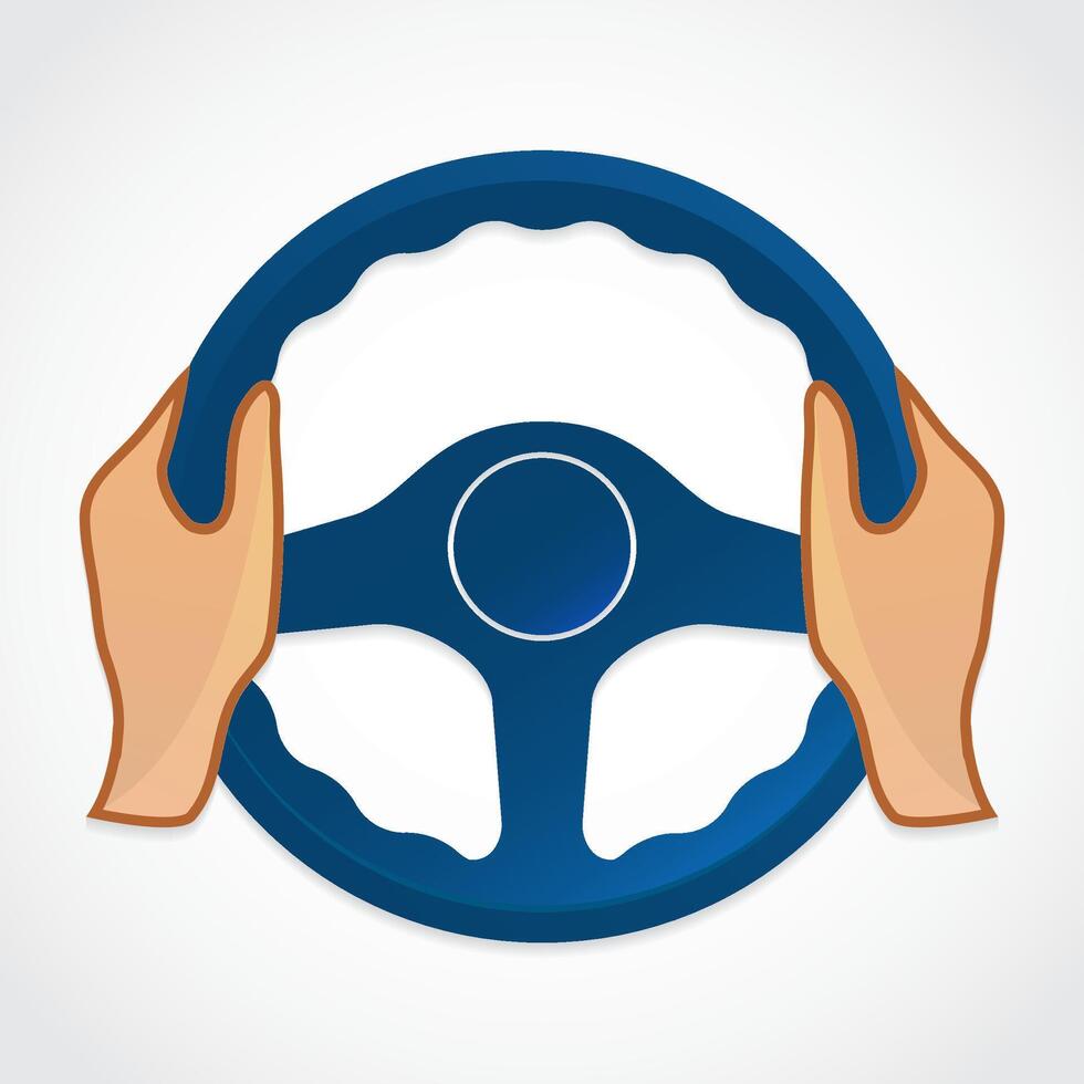 steering wheel with hands color icon vector