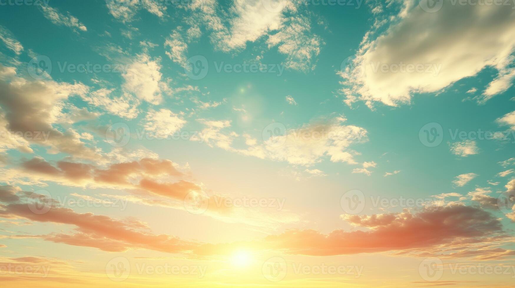 Radiant Sky A Sunrise Painted with Clouds Light Azure Canvas Kissed by Peach Gold and White Hues photo