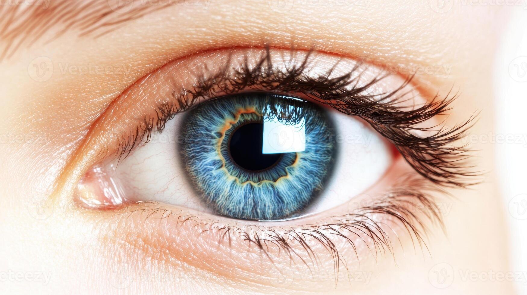 Blue Eye Beauty A Captivating CloseUp of Detailed Human Vision and Eyelashes photo