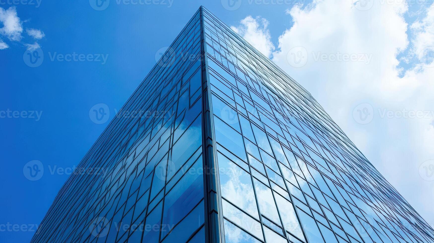 Skyscrapers Azure Reflection Modern Architecture Meets a Clear Sky With Fluffy Clouds photo