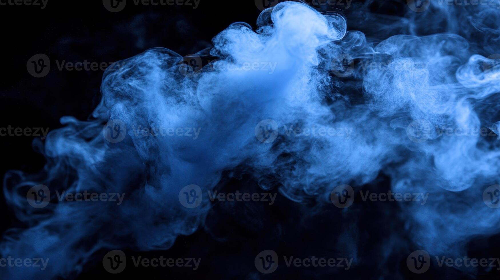 Ethereal Blue Haze A Dance of Smoke and Shadow on a Dark Canvas, evoking mystery and atmosphere photo