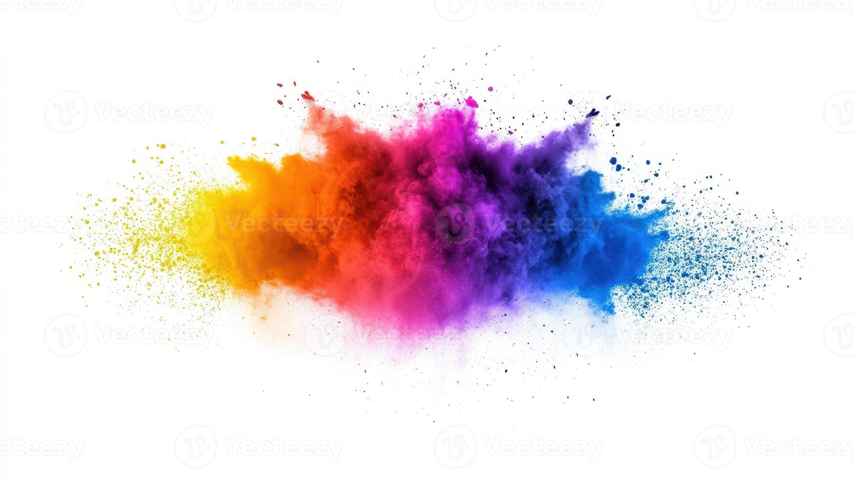 Explosion of Vibrant Colors Powdered Pigment Burst on White Background Abstract Colorful Design photo