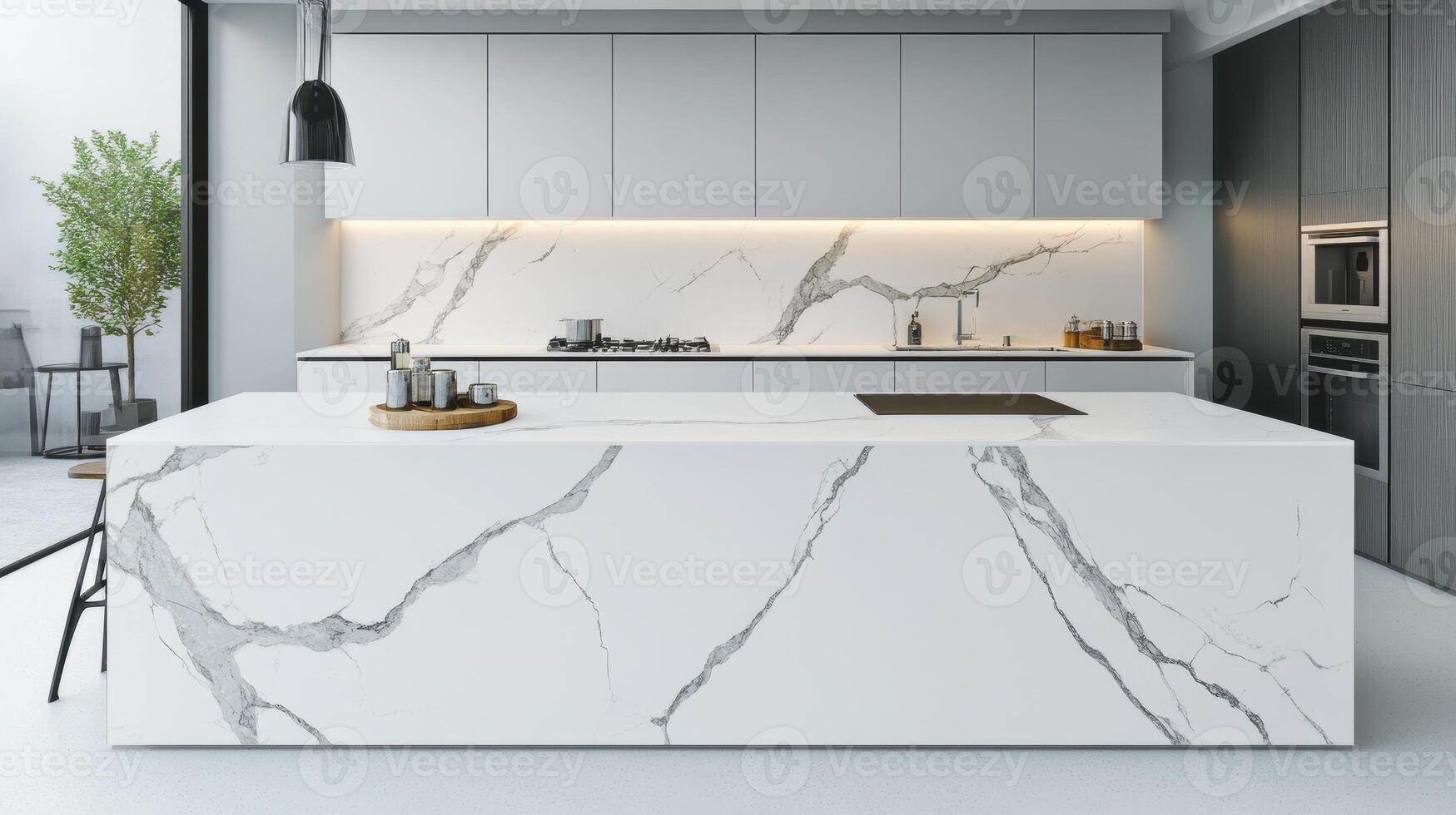 Modern Kitchen with Marble Island Sleek Design and Elegant Features for Cooking and Entertaining photo
