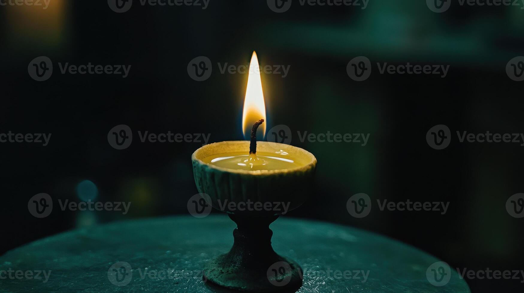 Serene Flicker A Single Candles Gentle Glow in the Darkness Still Life photo
