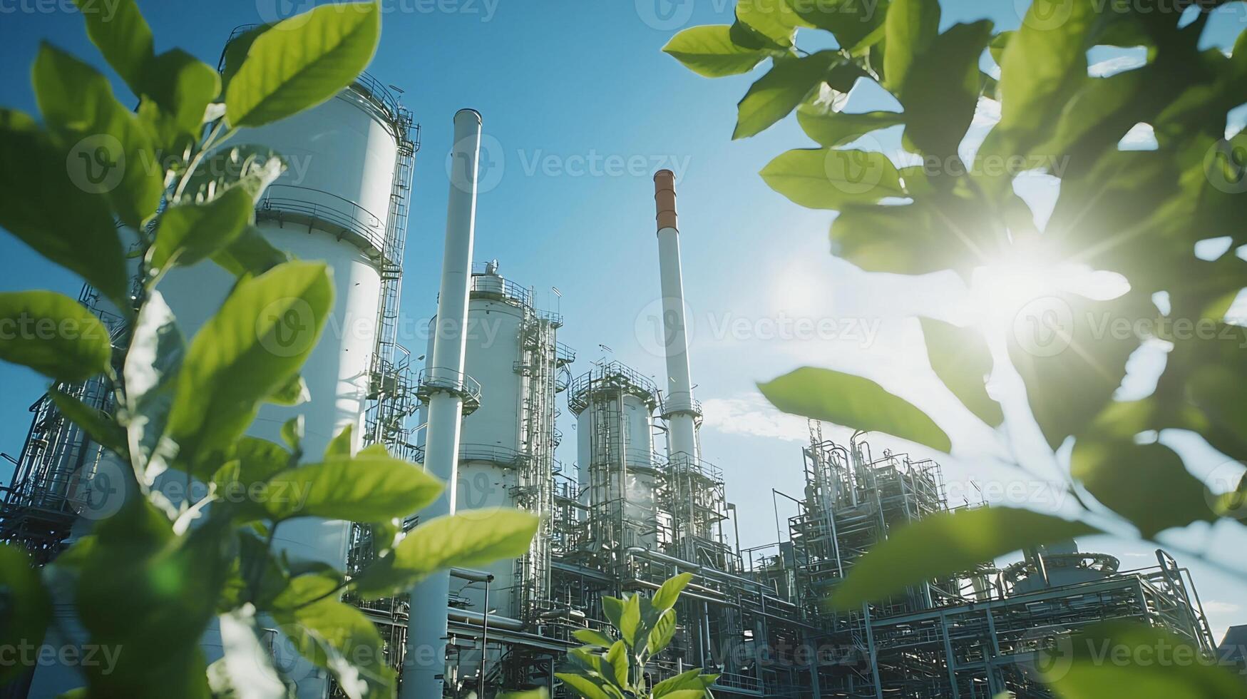 Industrial Refinery Facility with Adjacent Vegetation photo
