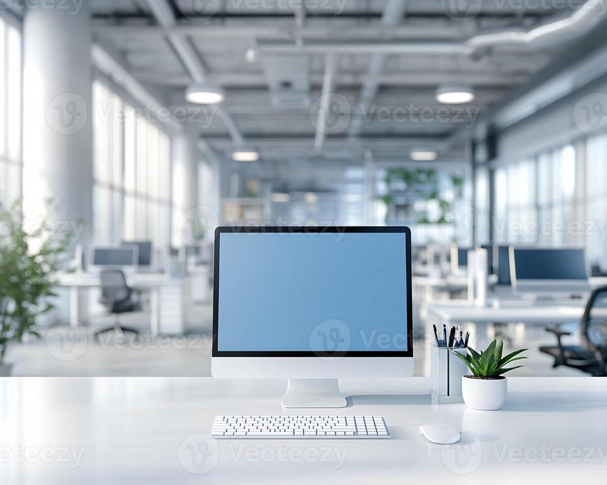 Modern Office Workspace with Desktop Computer and Peripherals photo