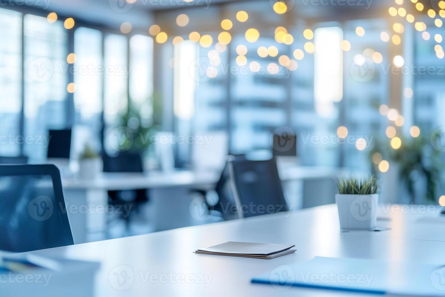 Modern Office Workspace with Notebook and Folder photo