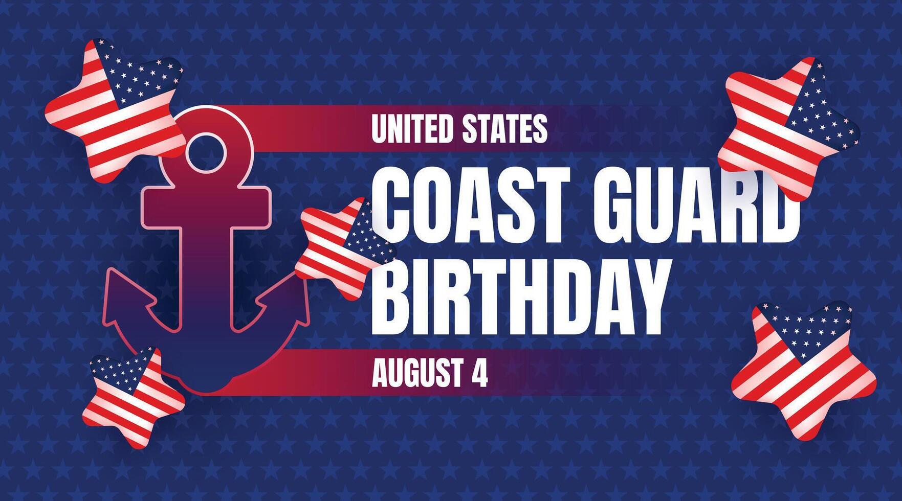 Coast Guard Day Design with Anchors and Waving Flags vector