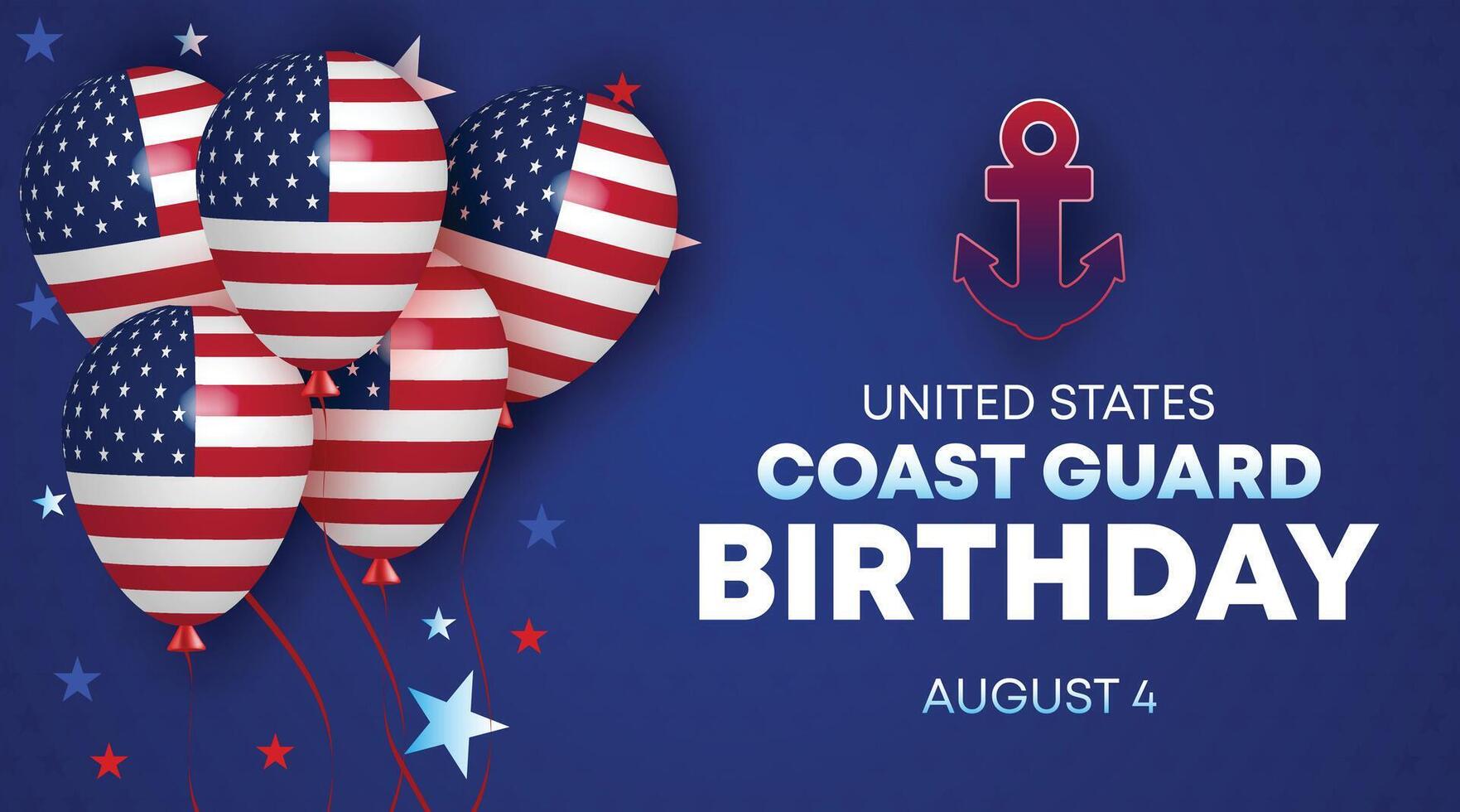 Coast Guard Birthday Illustration with Patriotic Balloons and Heart Shaped Flags vector