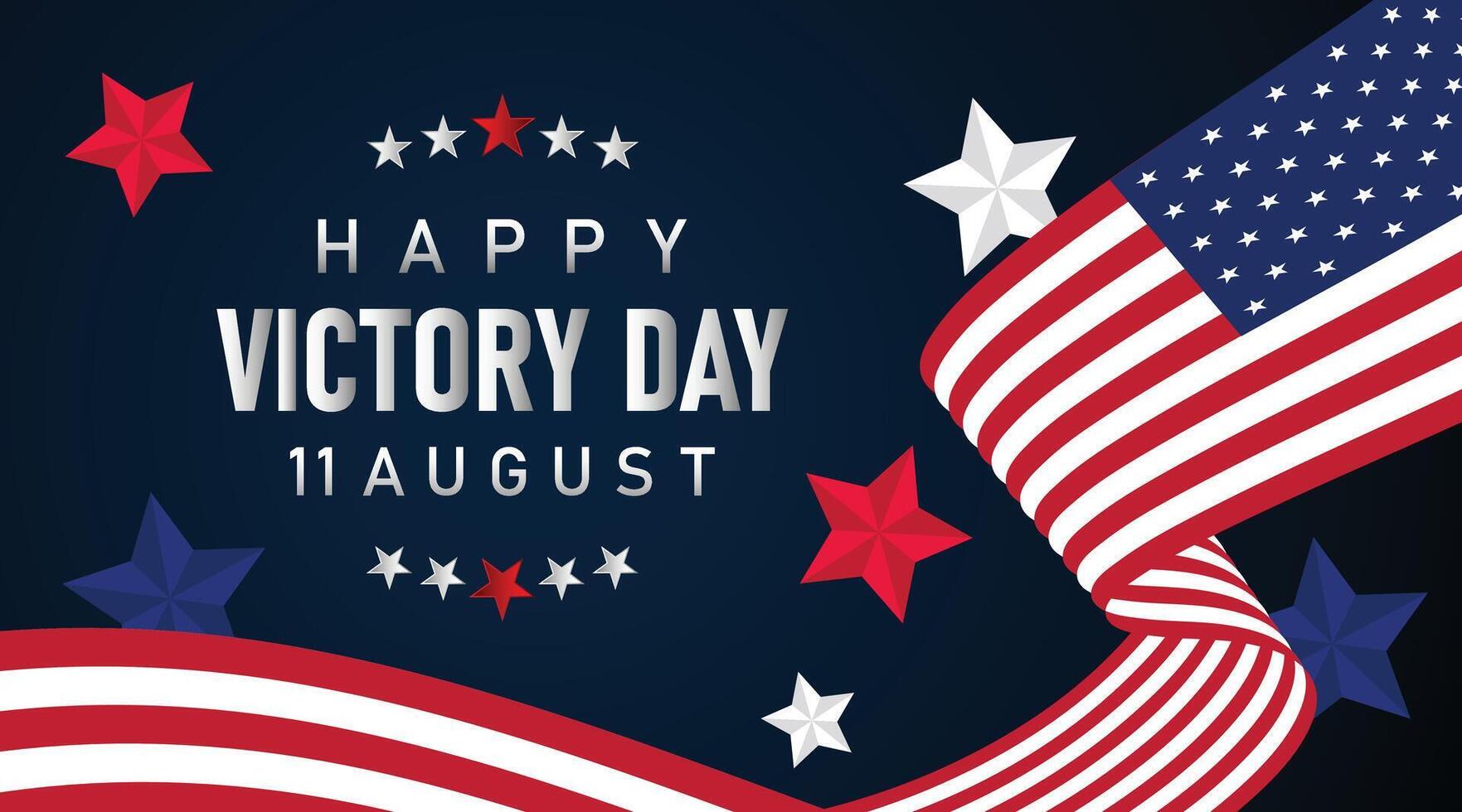 waving USA flag victory day illustration with curved fabric style and bold text design vector