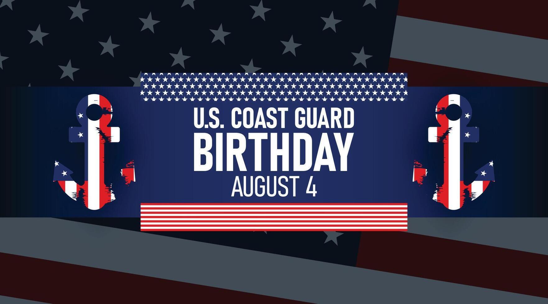 Coast Guard Birthday Poster with Dual Flags and Bold Typography vector