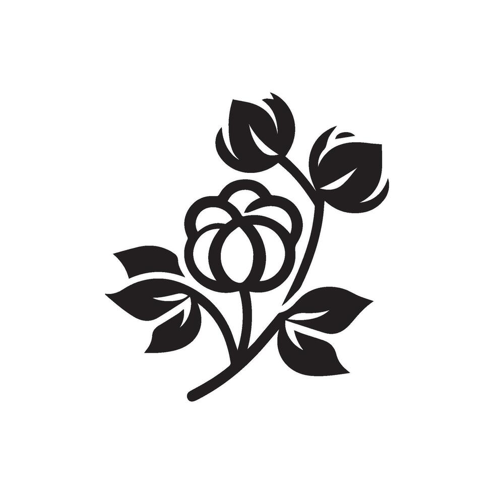 Minimalist cotton flower branch on white background vector