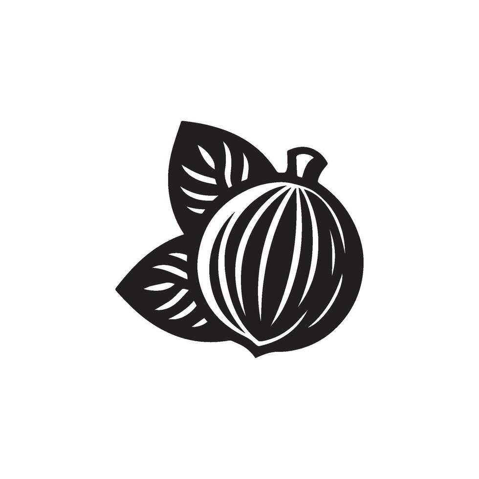 Minimalist fresh nutmeg silhouette on white background vector
