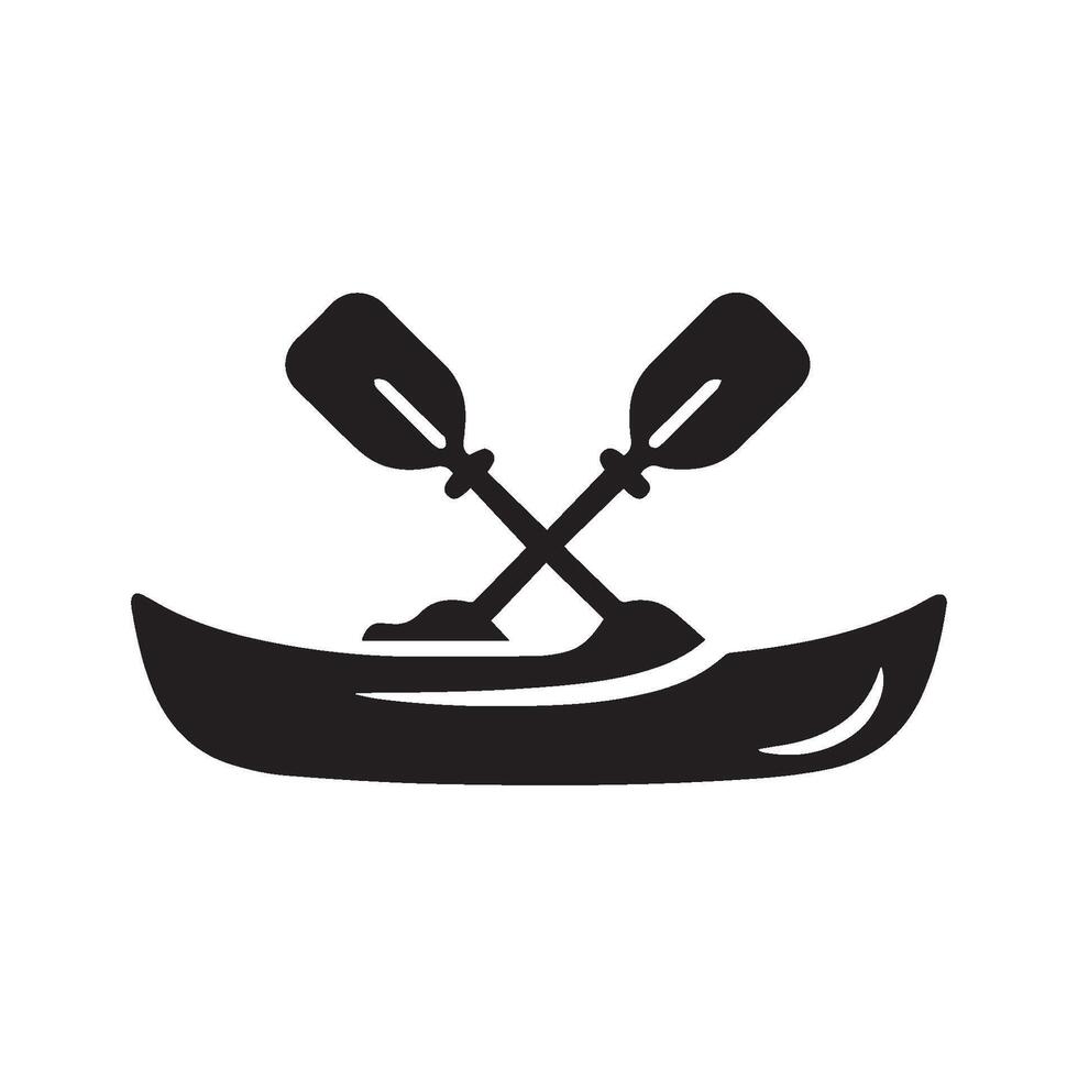 Kayak boat silhouette on white background. Kayak boat icon vector