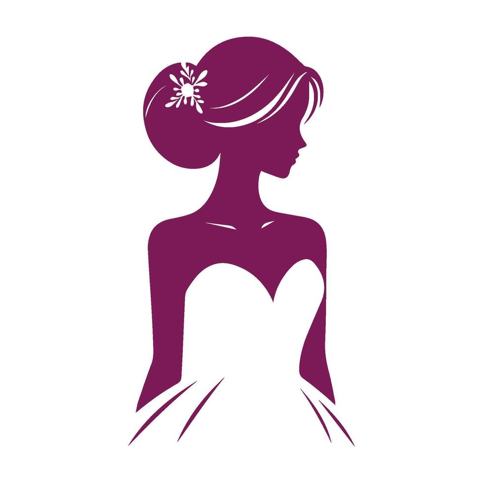 Beautiful bride logo icon on white background. Fashion icon vector