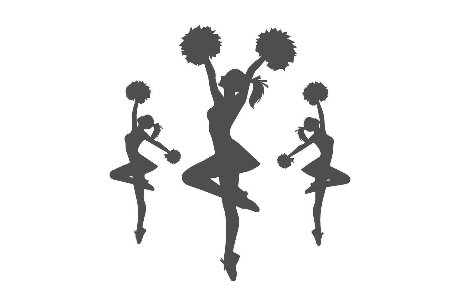 Cheerleader silhouette on white background. Cheerleader dancers concept background. vector