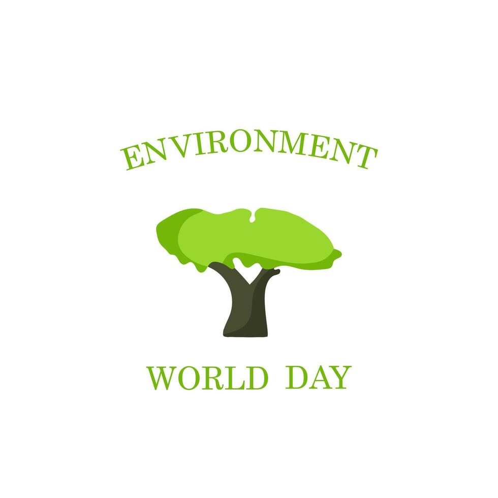 An illustration of a green tree dedicated to World Environment Day. Cleanliness and environmental friendliness of green wood vector